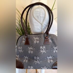 Dooney & Bourke Signature Donegal DB Large Dome Satchel Gray Vintage 90s Y2K